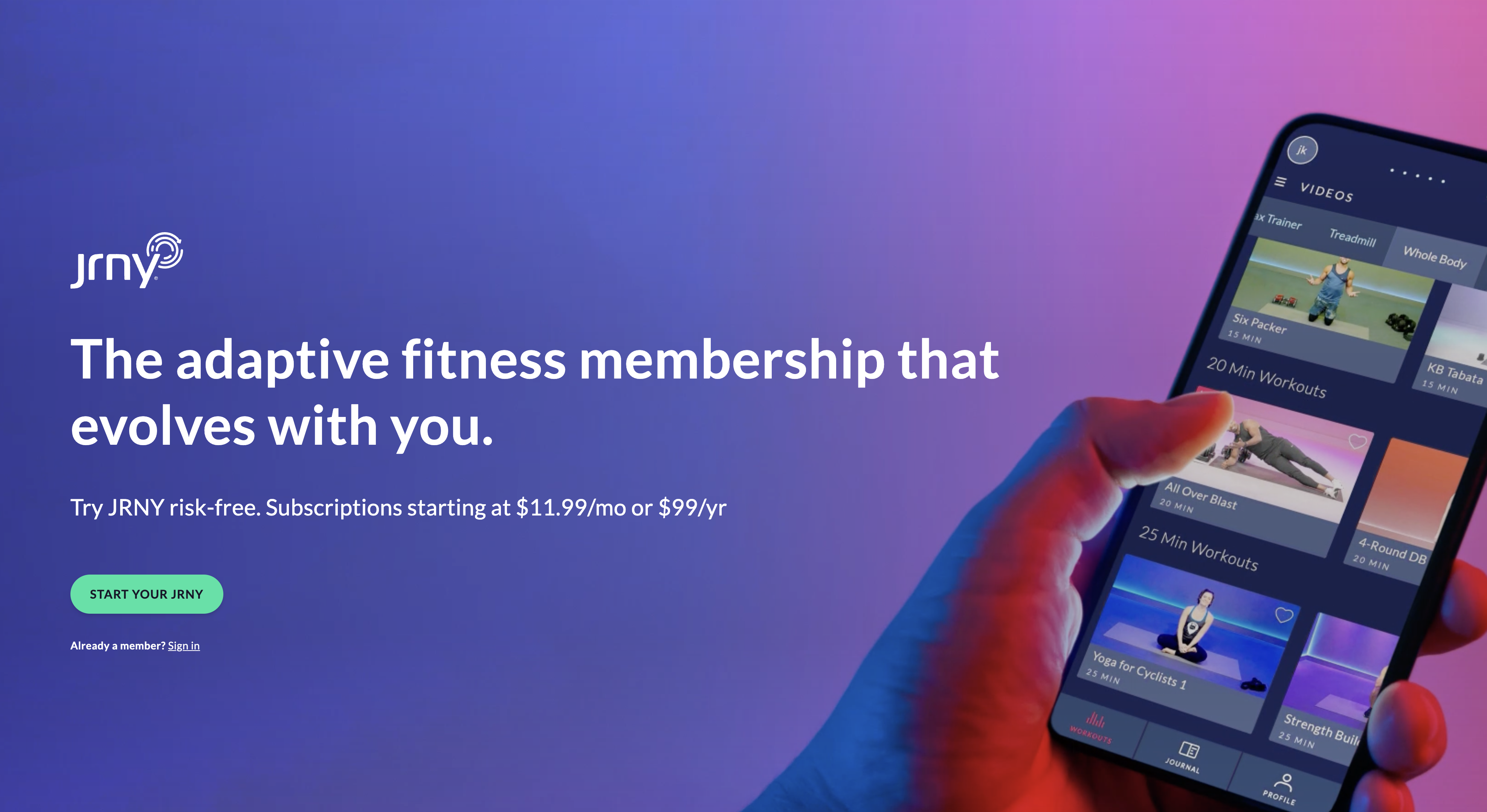 JRNY, the adaptive fitness membership that evolves with you