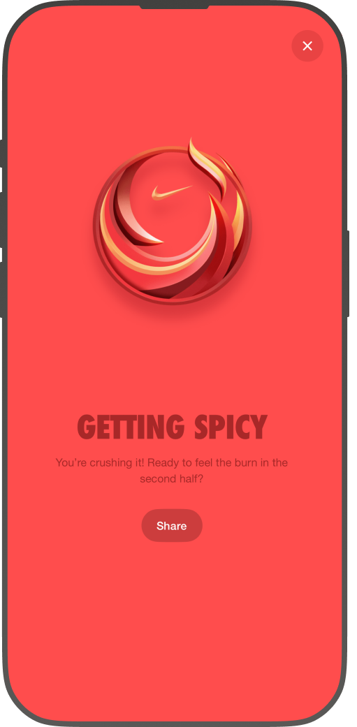 Nike Training Club in-app achievement moment